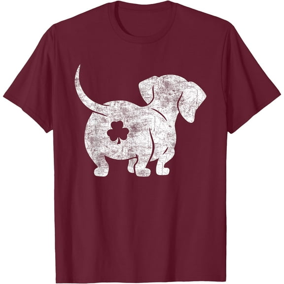 Lucky Pet St. Patricks Day Dachshund Wiener Dog Gifts Unisex T-Shirt for Men Women Kids Toddler,Maroon Color,Size M