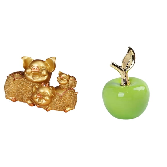 Lucky Pig Figurine Animal Statue Collection Desktop Figurine Resin Ceramic Material for Bookshelf Study Room Decor