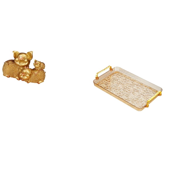 Lucky Pig Figurine Animal Statue Serving Tray Resin Material Ideal for Bookshelf Office Living Room Decoration