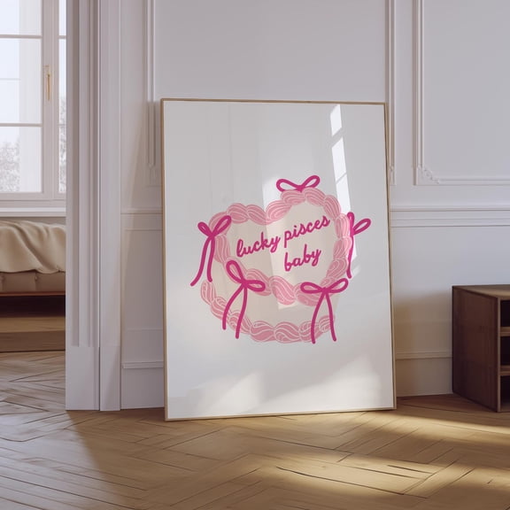 Lucky Pisces Baby Pink Zodiac Unframed Paper Print