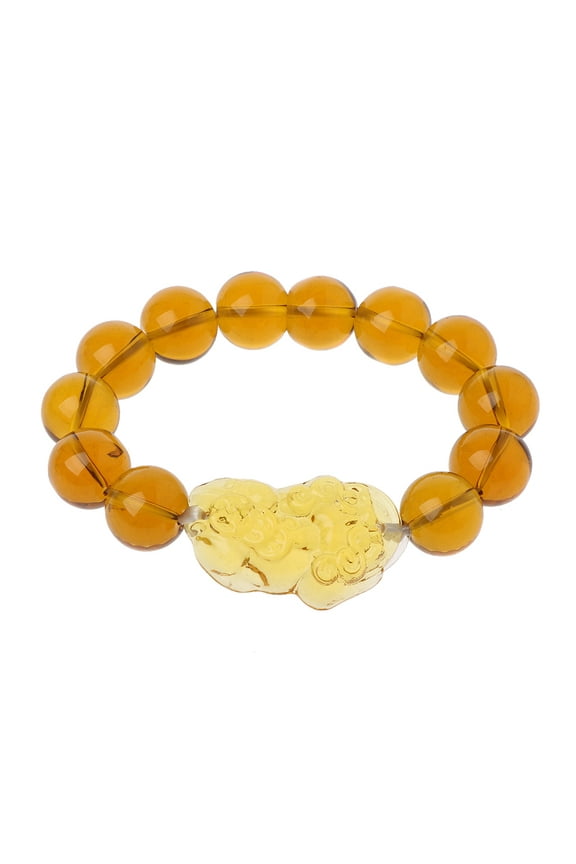 Lucky Pixiu Bead Bracelet Feng Shui Citrine Gem Stone Bracelet Attract Wealth and Good Luck Jewelry Gift for Men Women