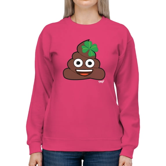 Lucky Poo Emoji - Fun Clover Charm Design Women's Sweatshirt