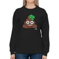 thumbnail image 1 of Lucky Poo Emoji - Fun Clover Charm Design Women's Sweatshirt, 1 of 4