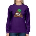 thumbnail image 1 of Lucky Poo Emoji - Fun Clover Charm Design Women's Sweatshirt, 1 of 4