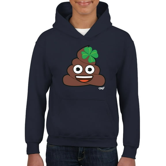 Lucky Poo Emoji - Fun Clover Charm Design Youth's Hoodie