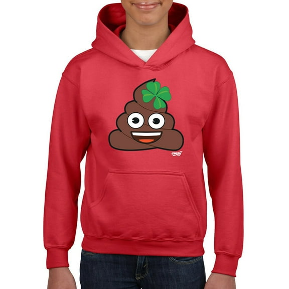 Lucky Poo Emoji - Fun Clover Charm Design Youth's Hoodie
