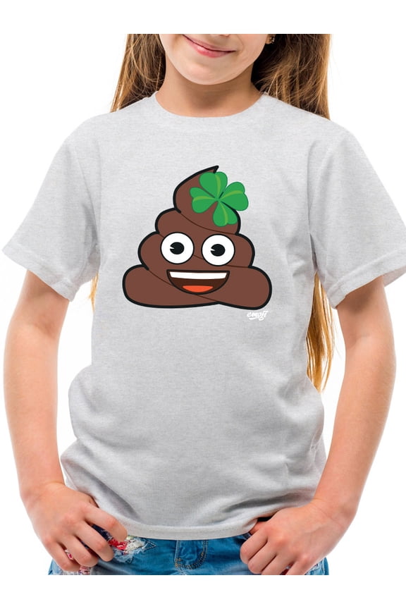 Lucky Poo Emoji - Fun Clover Charm Design Youth's T-shirt