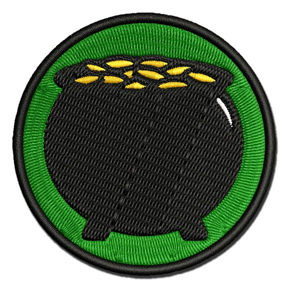 Lucky Pot of Gold Saint Patrick's Day Applique Multi-Color Embroidered Hook & Loop Patch - 2.5 Inch Small