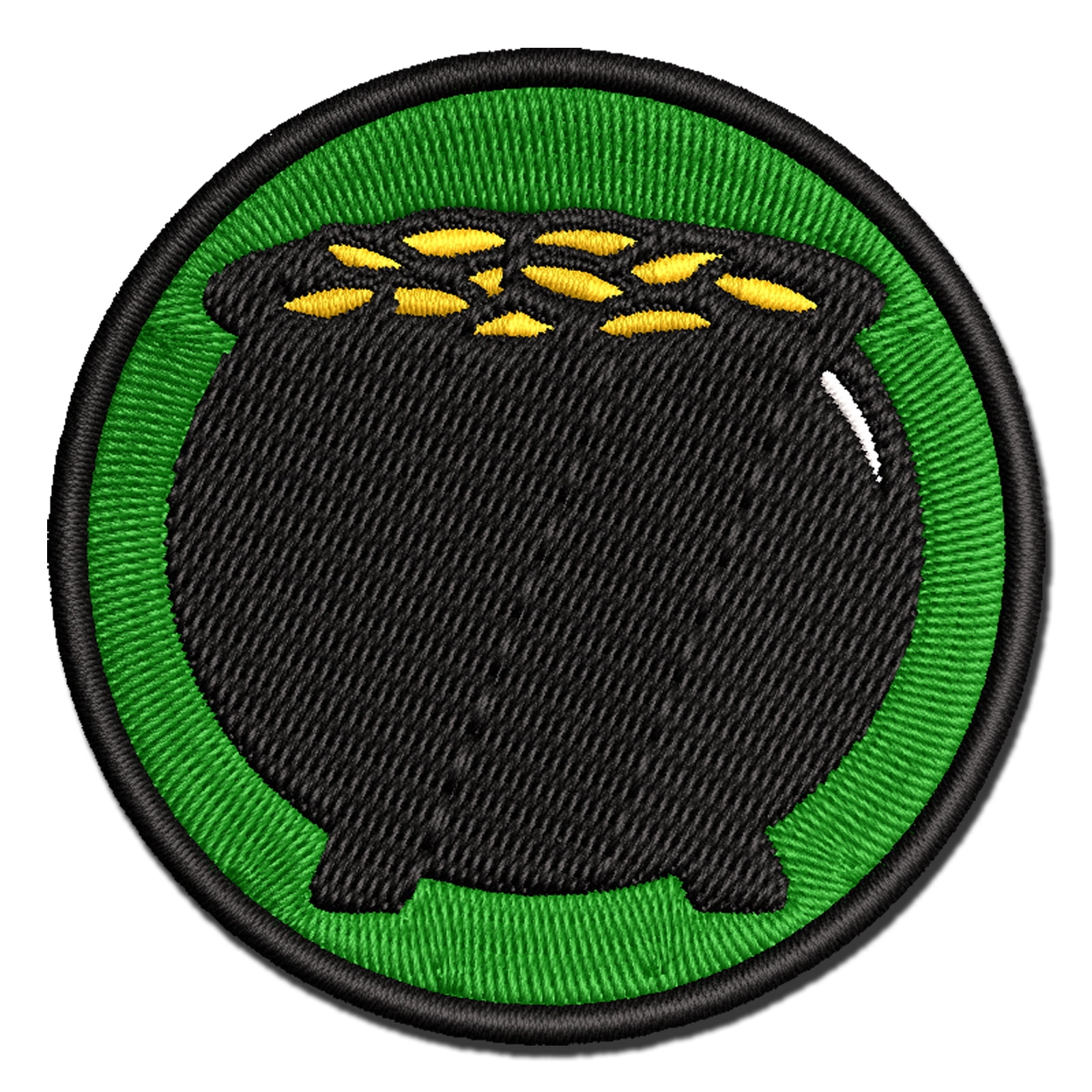 Lucky Pot of Gold Saint Patrick's Day Applique Multi-Color Embroidered Iron-On Patch - 3.5 Inch Large
