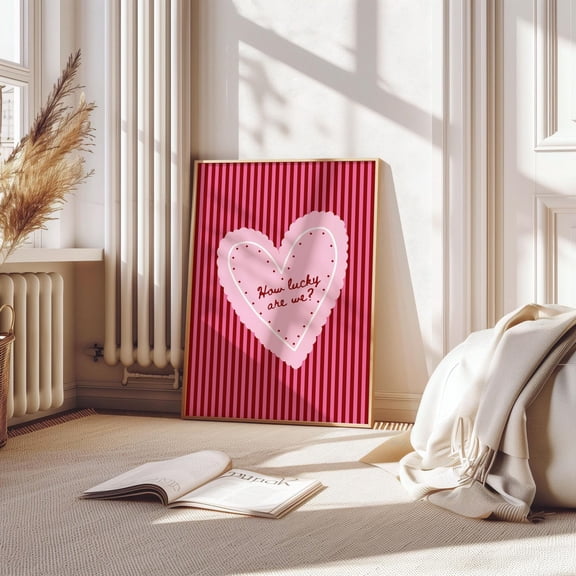 How Lucky Are We Print / Pink And Red Stripe Print, Lucky You Print, Country Music Poster, Girl Dorm Decor, Preppy Poster Wall Art, Modern Wall Decor, 8x12 UNFRAMED