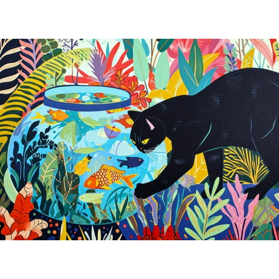 Lucky Puzzles - Cat & Catch: Feline Mischief - 1000 Piece Jigsaw Puzzle for Adults  Vibrant Artistic Cat Puzzle  Fun & Challenging Puzzle with Bold Colors