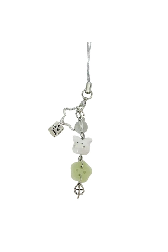 Lucky Rabbit Clovers Star Charm Keychain Colorful Beaded Keyring Handmade Phone Strap Accessory for Women and Teens