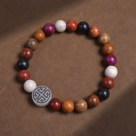 Lucky Red Wood Mala Bead Bracelet Gift Bag Pack