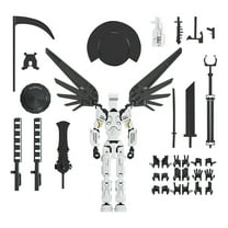 Lucky Robot 13 Action Figure, Multi-Articular Lucky Mobile Robot T-13, T 13 Action Figure for Desktop Decorations,Creative Assembly And Decompression Toys White