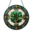 Rating Green Lucky Shamrock Clover Stained Glass Style Window Art, Festive Green ...