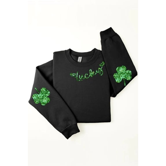 Lucky Shamrock Elbow Graphic Fleece Sweatshirts.