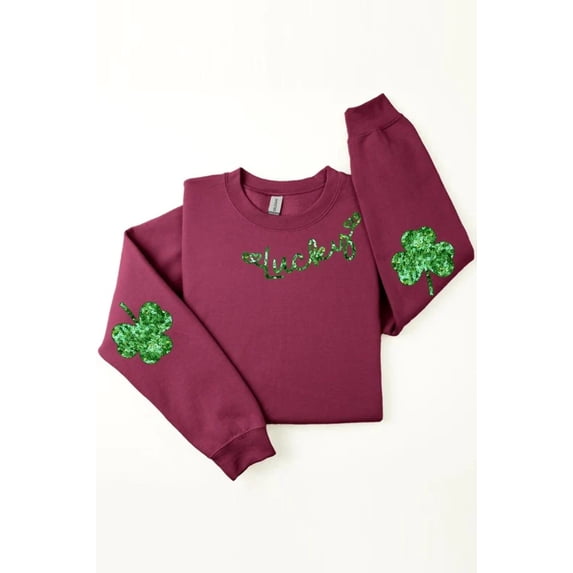 Lucky Shamrock Elbow Graphic Fleece Sweatshirts.