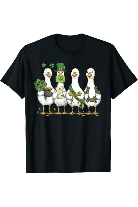 Lucky Shamrock Goose Irish Style T-Shirt