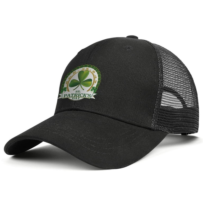 Lucky Shamrock Vintage Trucker Hats Cotton Adjustable Mens Mesh Hat Plain Unisex Baseball Cap for Sports Fish Walmart