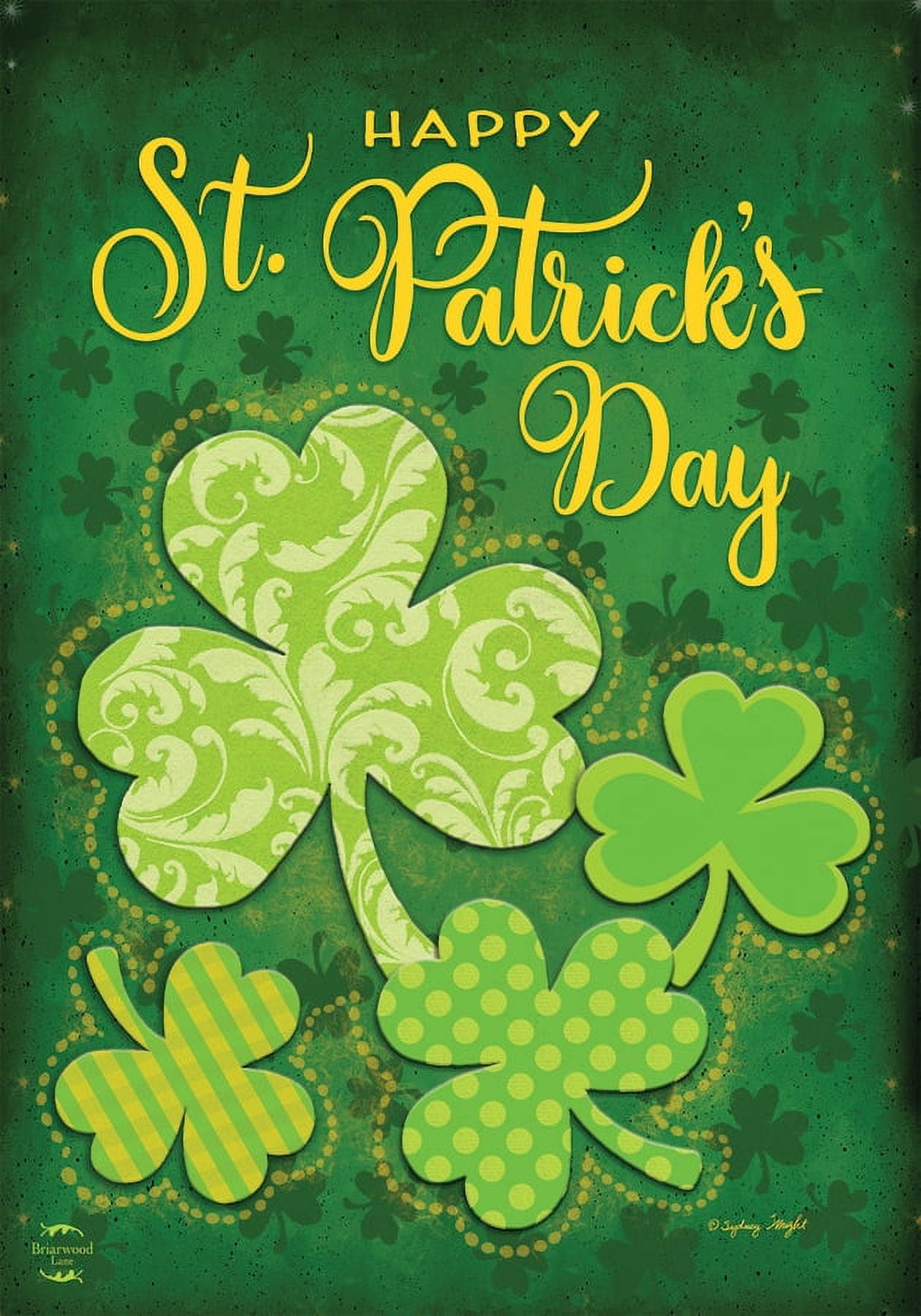 Green Shamrock St. Patrick's Day Polyester House Flag