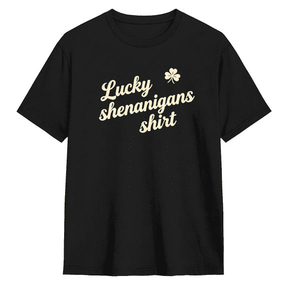 Lucky Shenanigans Shirt Cool Graphic Tee for Men and Women, Holiday Gift Fun Cotton Short Sleeves T-Shirt