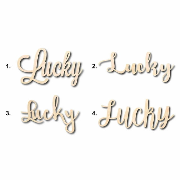 Lucky Sign Unfinished Wood Cutout Home Decor DIY Option 2- 42" Wide / 1/4"