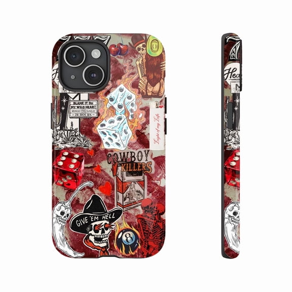 Lucky Skull Flame Motel Phone Case for Trendy Teens & Z Generation - Compatible with iPhone 11/12/13/14/15/16 (Pro Max/Plus)