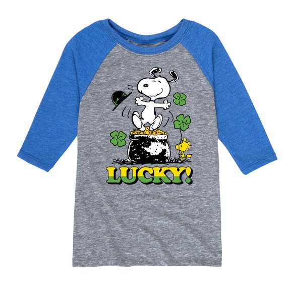 Lucky Snoopy - Toddler And Youth Raglan Graphic T-Shirt