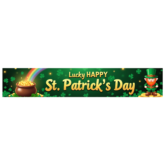 Lucky St Patricks Day Leprechaun Gold Coins Banner Lucky Clover Background Event Decoration Theme Supplies Party Backdrop Props Celebration