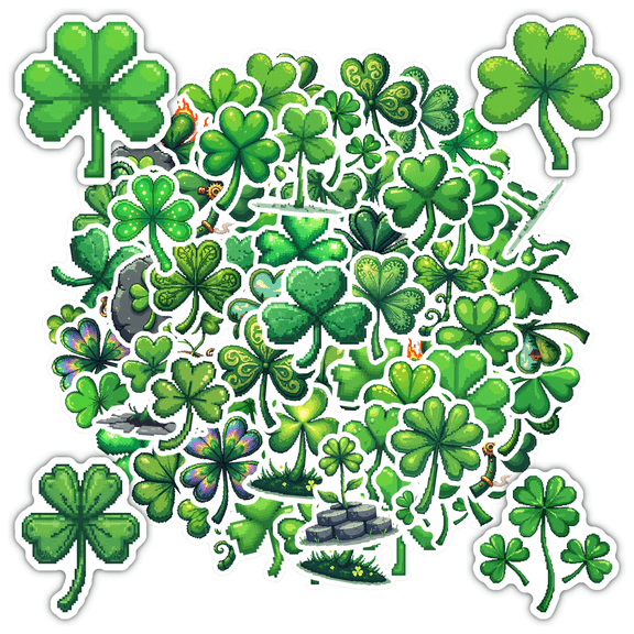 Lucky Stickers Stationery Sticker Green Clover Stickers PVC Sticker for Luggage Suitcase