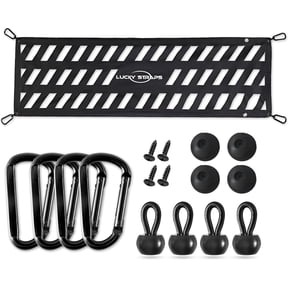 Lucky Straps Easy-to-Use Heavy Duty Black Tailgate Net for Full Size Truck 60 x 18 inch, 4 Carabiner Hooks