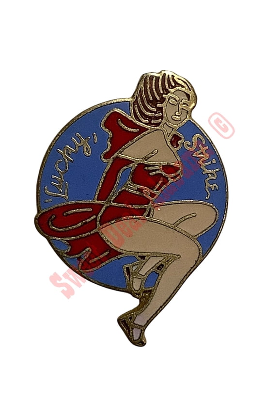 Lucky Strike Aviator's Hat/Lapel Pin 1-1/4"H x 7/8"W WWII Aviator's Nose Art