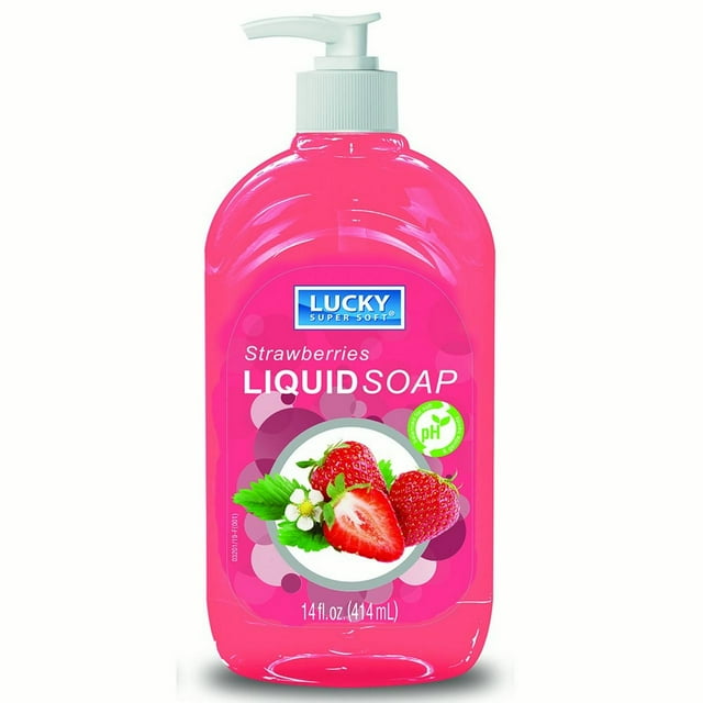 Lucky Super Soft Clear Liquid Soap, Strawberries, 14 Oz