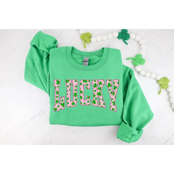 Lucky Sweatshirt, Clover Sweatshirt, St Patricks Day Sweatshirt, Saint Patrick's Pullover, Lucky Sweater, Clovers, Simple Holiday Sweater 1863553493