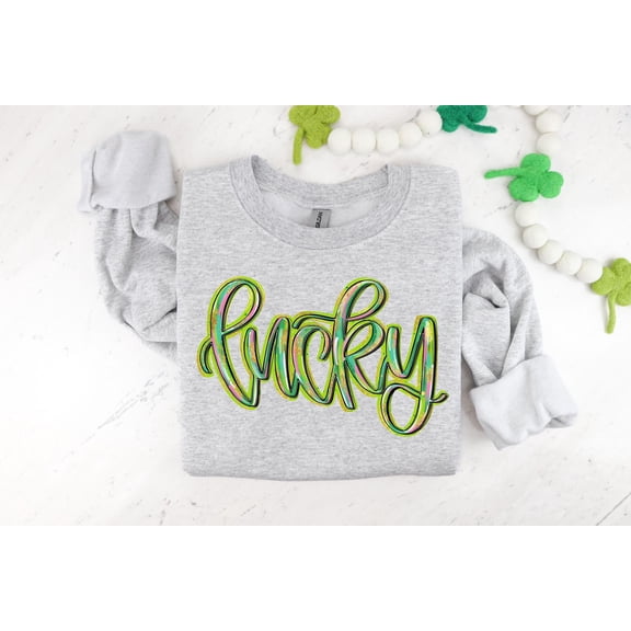 Lucky Sweatshirt, Clover Sweatshirt, St Patricks Day Sweatshirt, Saint Patrick's Pullover, Lucky Sweater, Clovers, Simple Holiday Sweater 1863554995