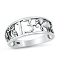 thumbnail image 1 of Lucky Symbol Ring .925 Oxidized Sterling Silver Band Jewelry Female Male Unisex Size 10, 1 of 4