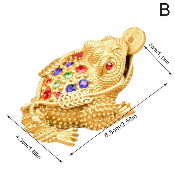 Lucky Toad Ornament, Golden Toad Ornament Brass Frog Statue Three Legged Wealth Toad Shui Decorat Sculpture Office Feng