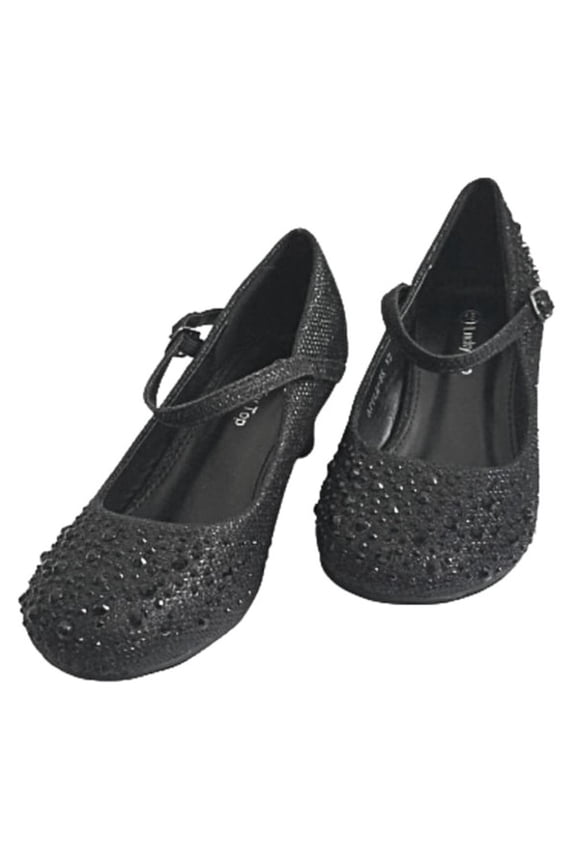Apple5K Kids Sparkling Mary Jane Rhinestone Glitter Dress Pumps 1
