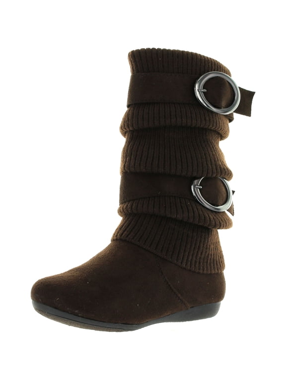 Lucky Top Girls Bank-21K Slouch Double Buckle Suede Boots with Zipper