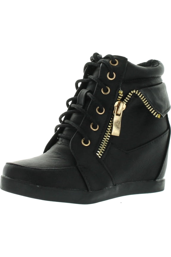Lucky Top Girls Peter-30K Kids Fashion Leatherette Lace-up High Top Wedge Sneaker Bootie