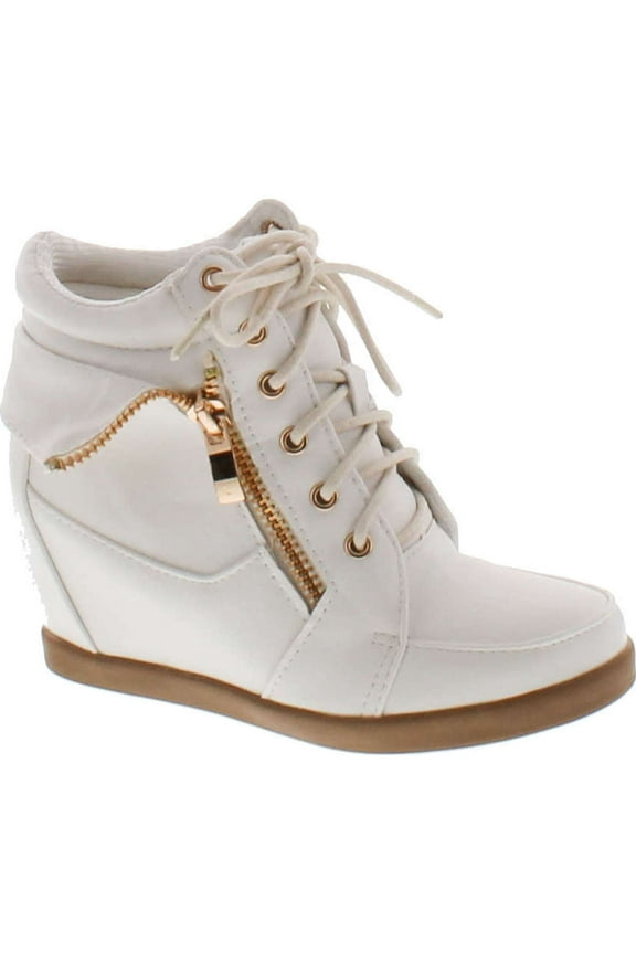 Lucky Top Girls Peter-30K Kids Fashion Leatherette Lace-up High Top Wedge Sneaker Bootie