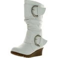 thumbnail image 1 of Lucky Top Girls Pure-65K Kids Fashion Slouch Buckles Mid-Calf Zipper Wedge Heel Boots, 1 of 4