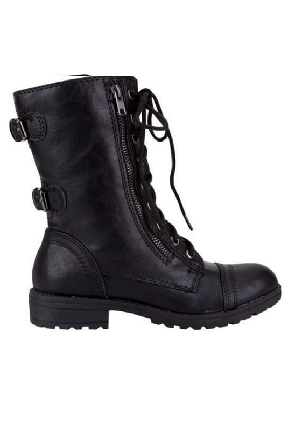 Soda Pack72 Dome Girls Faux Leather Combat Boots