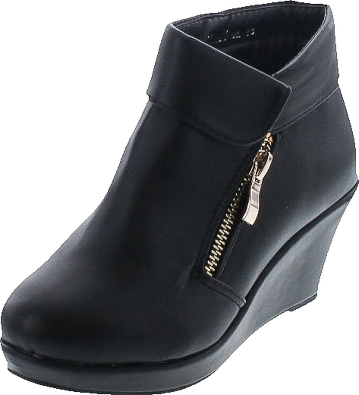 Lucky Top Stella 6K Children Girl s Platform Wedge Heel Fold Over Ankle Booties