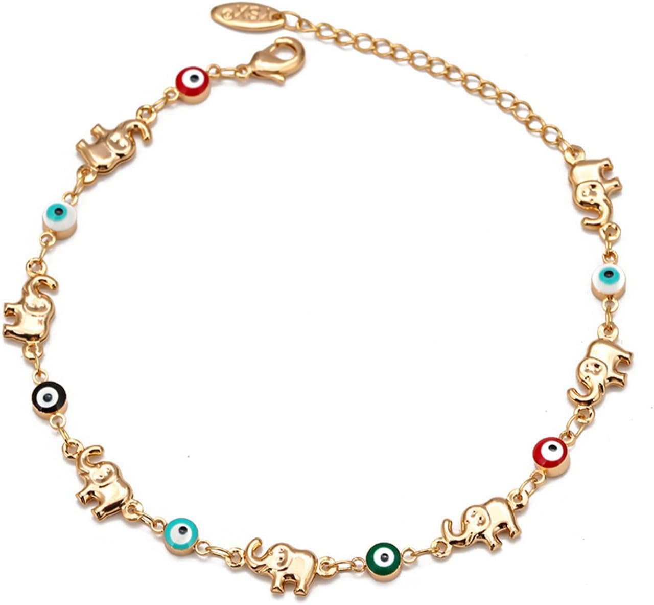 Lucky Turkish Evil Eye Bead Elephant Bracelet for Women Mother