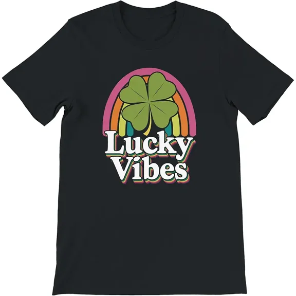 Lucky Vibes Four-Leaf Clover Retro T-Shirt