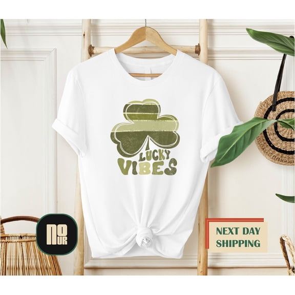 Lucky Vibes Shirt, Lucky Irish, St Patrick'S T Shirt, Kiss Me Shirt, Kiss Me Irish Shirt, Shamrock Shirt, Irish Clover Shirt, For Girl TSHIRT All Size S-5XL