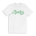 thumbnail image 1 of Lucky Women's White T-Shirt Green Clover Design St. Patrick's Day Holiday Shirt, 1 of 2