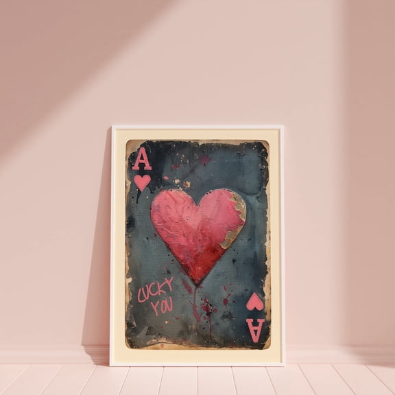 Lucky You Ace Playing Card Wall Art, Unframed Paper Print Size 8x12