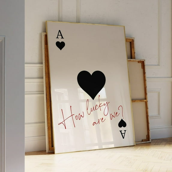 Lucky You Ace of Hearts Preppy Y2K Wall Poster, Unframed Canvas 8x10in